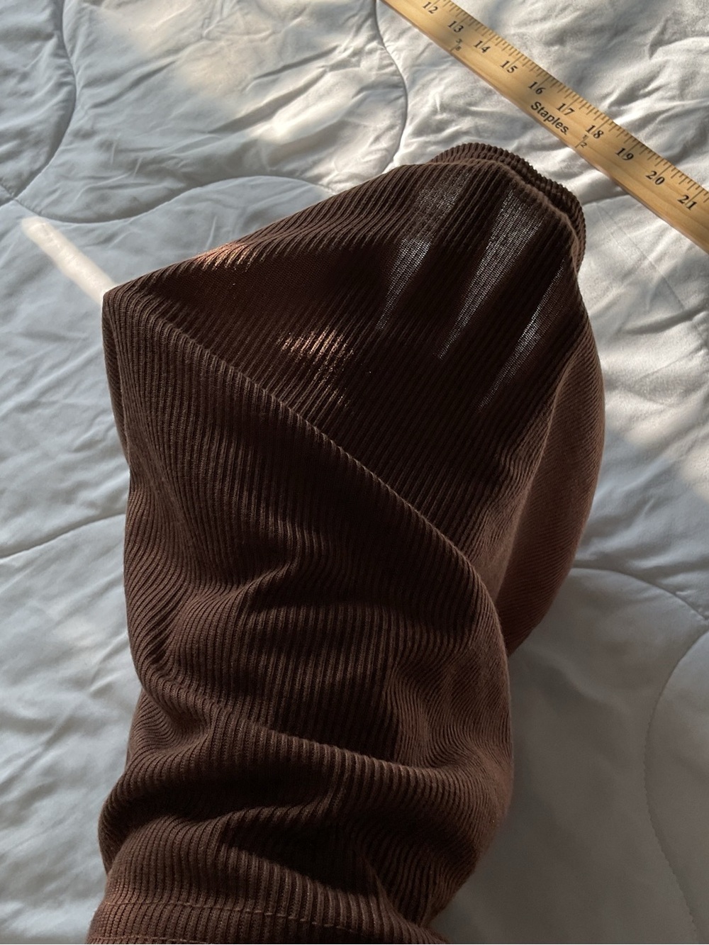 PrettyLittleThing Brown Ribbed Mini Skirt - Picture 7 of 8